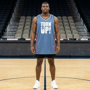 WuHou Basketball Jersey Turn Up Graphic Mens XXXL Blue Mesh Sleeveless Shirt